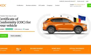 Orange Auto mit EU- und Deutschlandflagge. Zertifikat für Ihr Auto verzollen in Deutschland einfach erhalten.