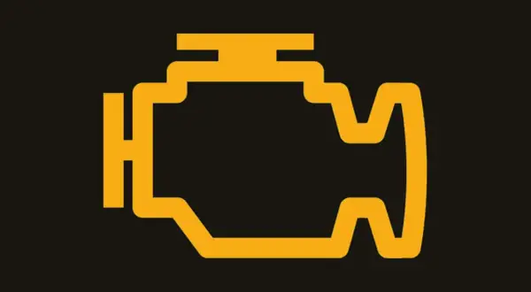 Gelbe Motorkontrollleuchte im Motorblock-Symbol. Ein Warnsignal, das bei einem BMW auf ein Problem hinweisen könnte.