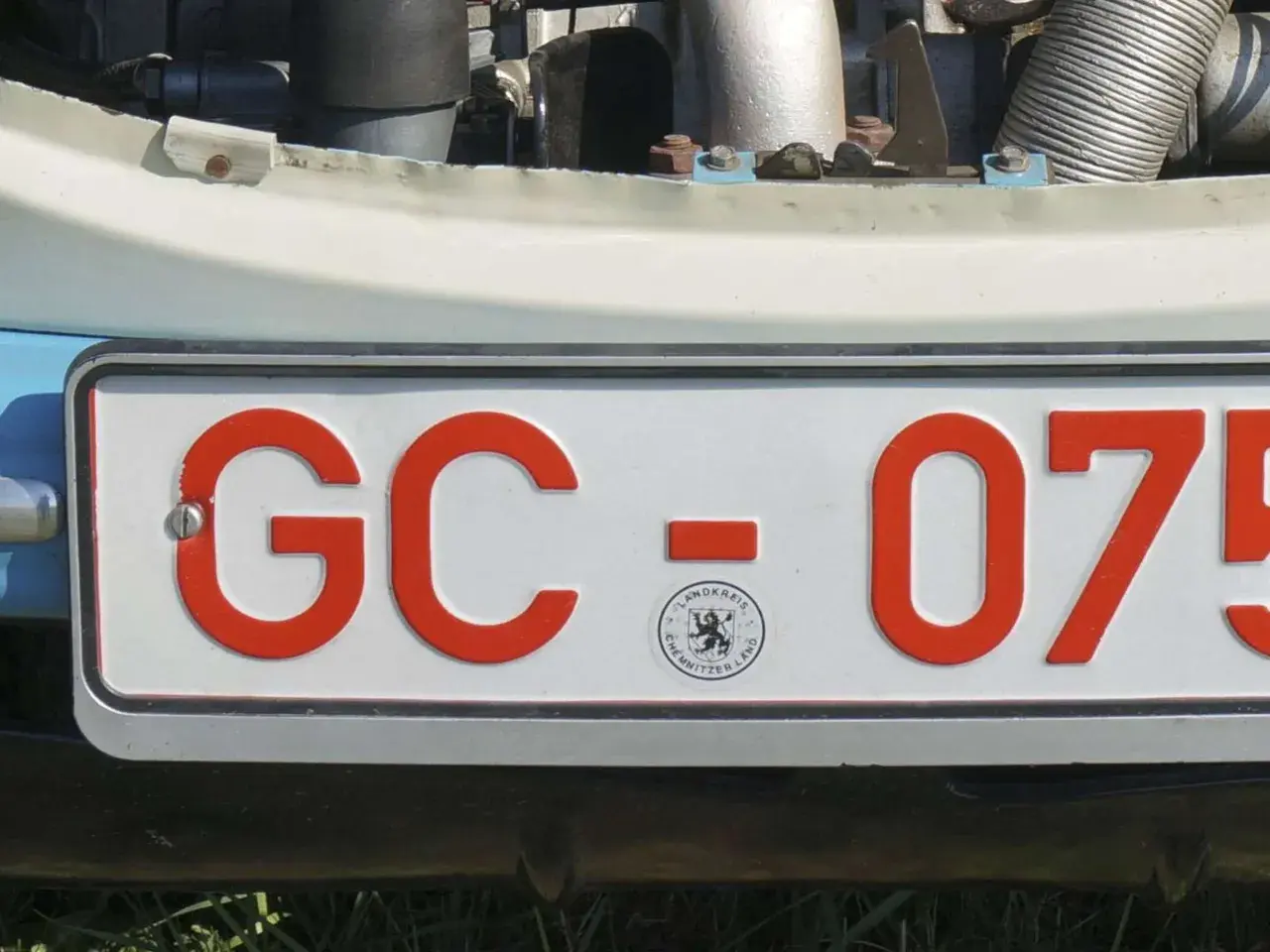 GC-075, ein Kennzeichen für eine Bewegungsfahrt, zeigt den Landkreis Chemnitzer Land.