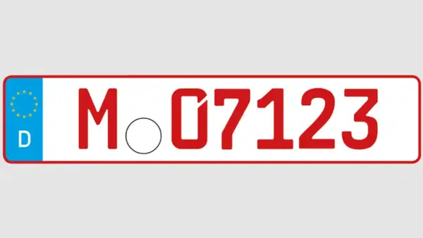 Deutsches Kennzeichen M-07123. Informiert über die 07 Kennzeichen Kosten.